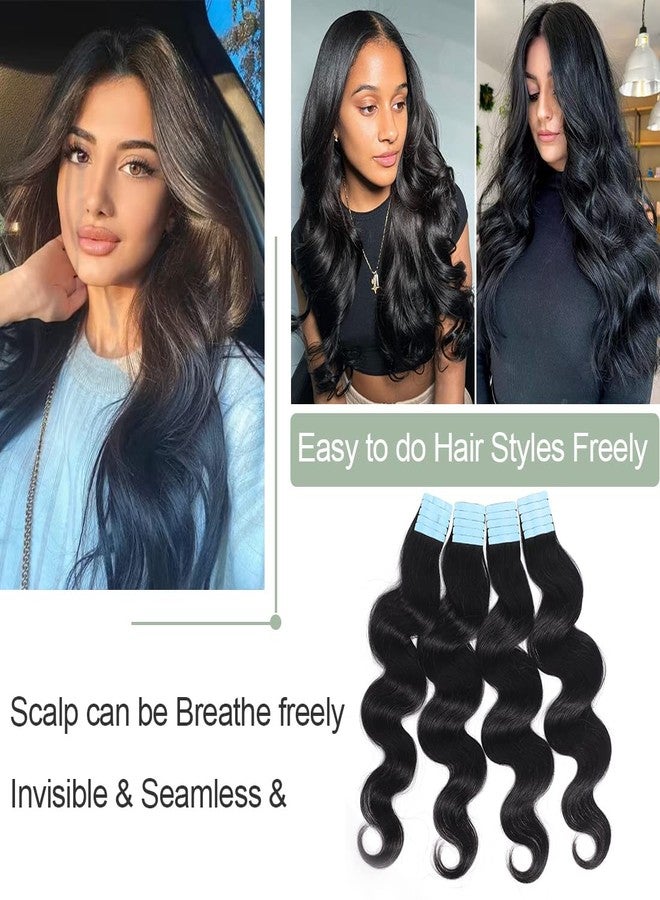 يو آر بيوتي وصلات شعر لاصقة من Urbeauty، 40 قطعة - أسود، مموج، غير مرئي، شعر بشري طبيعي 100%، 100 غرام/العبوة، لون أسود طبيعي - Image 5